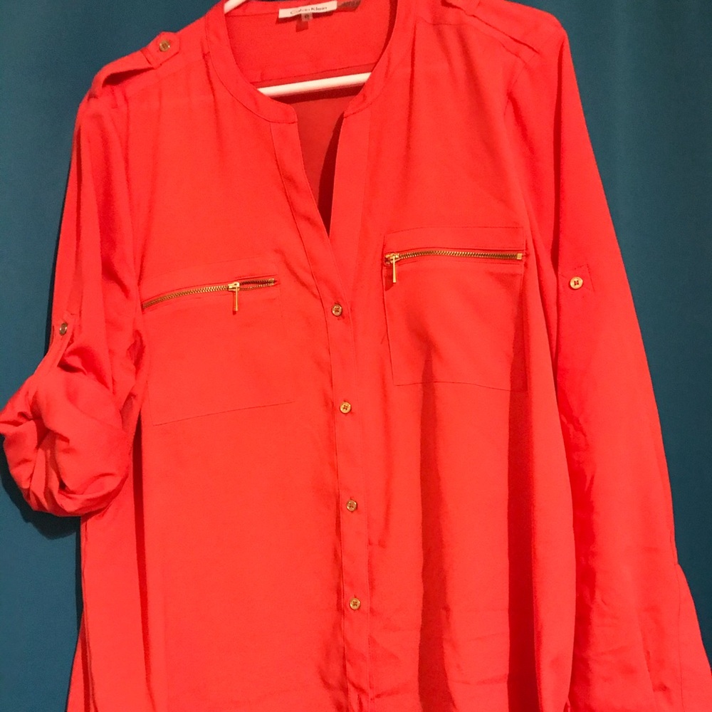 2 Calvin Klein blouses. Coral and Plum.